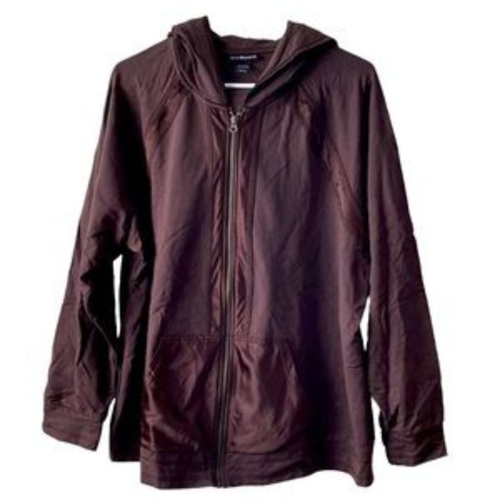 Lane Bryant Brown Hoodie Full Zip Cotton Sweater Pockets Size 18/20 W